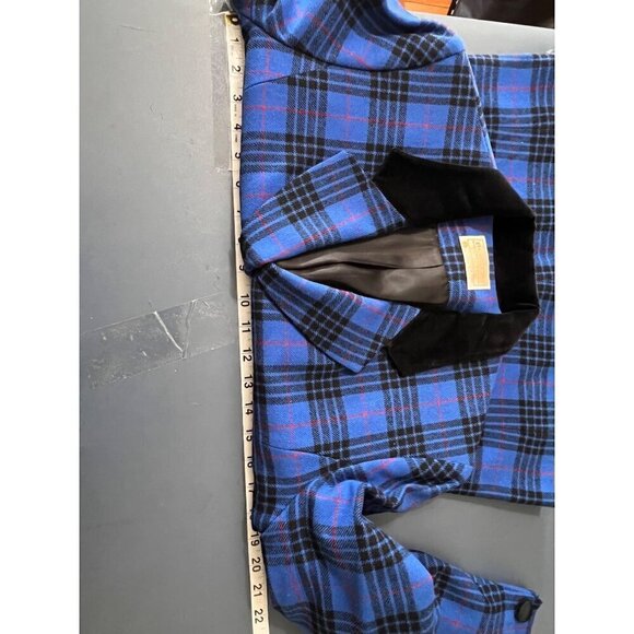 Vintage Pendleton Womens Blue Plaid Blazer Sz 6 Virgin Wool Velvet USA - Picture 11 of 13